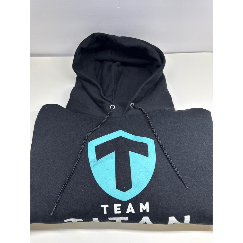 Champion Eco Authentic Team Titan Tungsten Hoodie Mens 3XL Black Teal Graphic